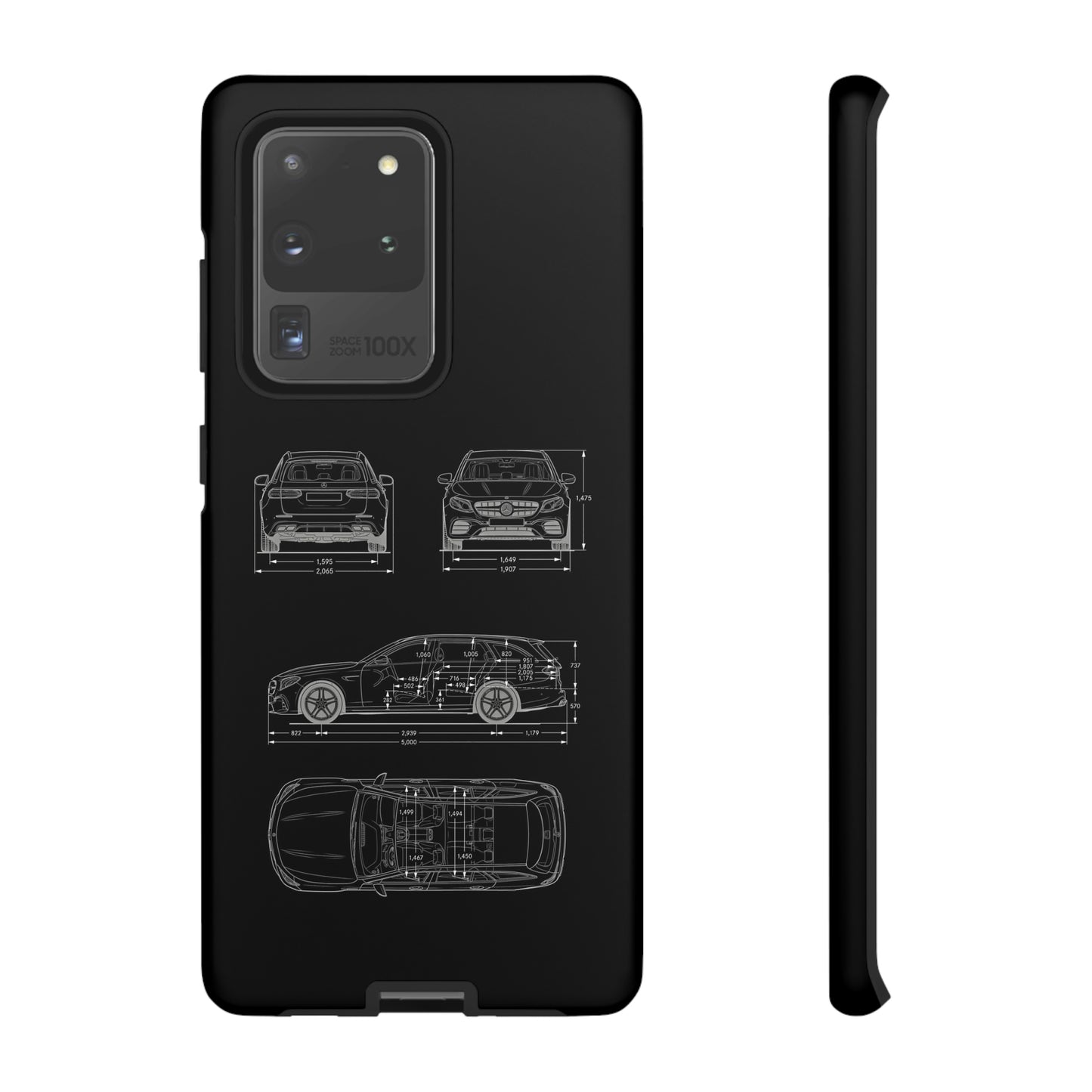 "Car Blueprint 3 White" Premium Quality Phone Case