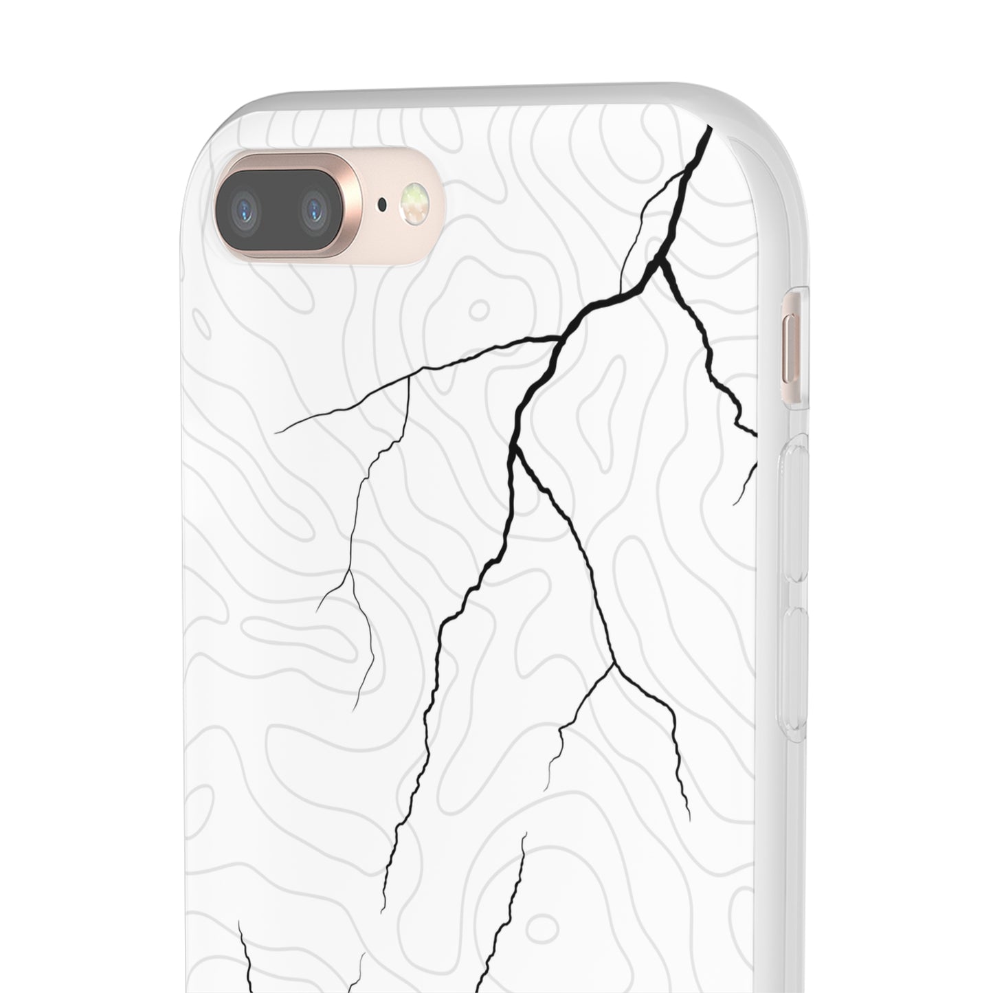 "Lightning and Topography White" High Quality Phone Case