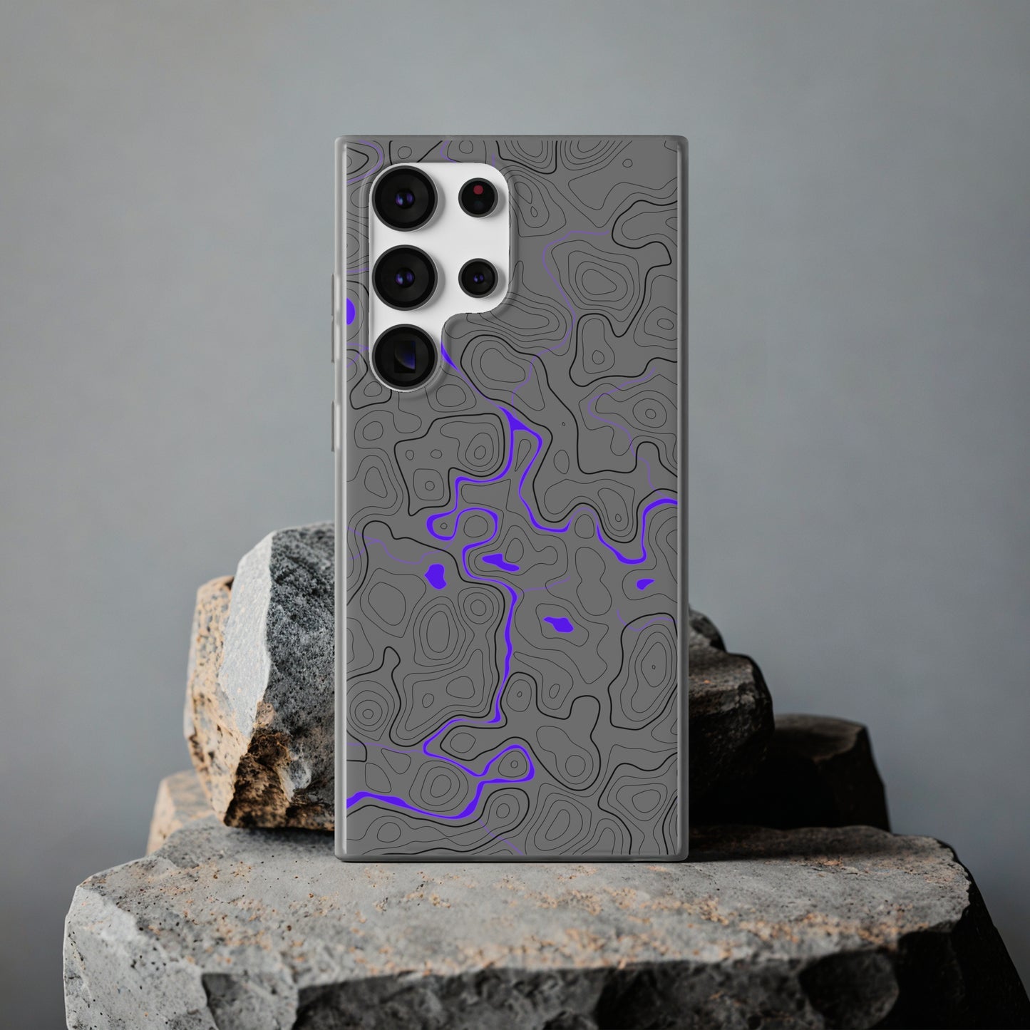 "Black Purple Topography" High Quality Phone Case