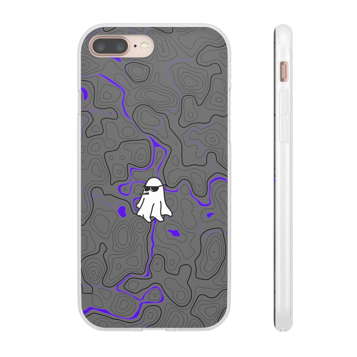 "Black Purple Topography with Ghost" High Quality  Phone Case