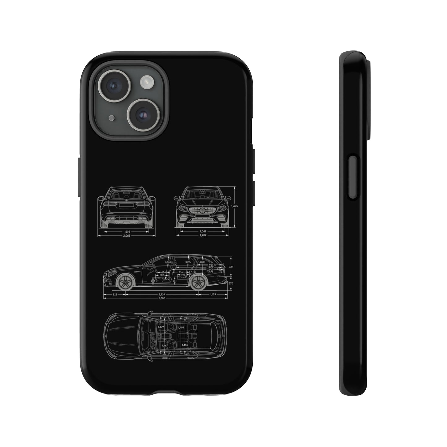 "Car Blueprint 3 White" Premium Quality Phone Case