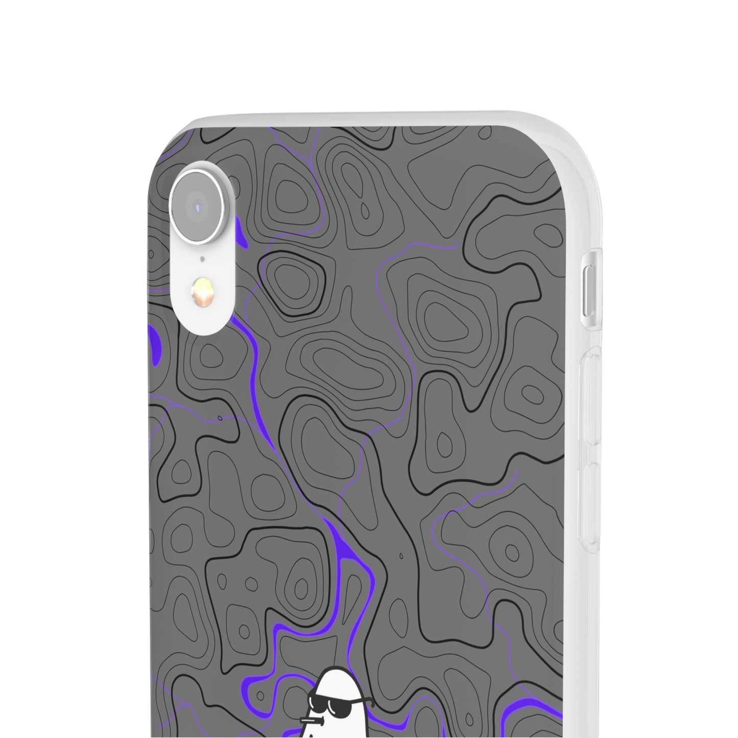 "Black Purple Topography with Ghost" High Quality  Phone Case