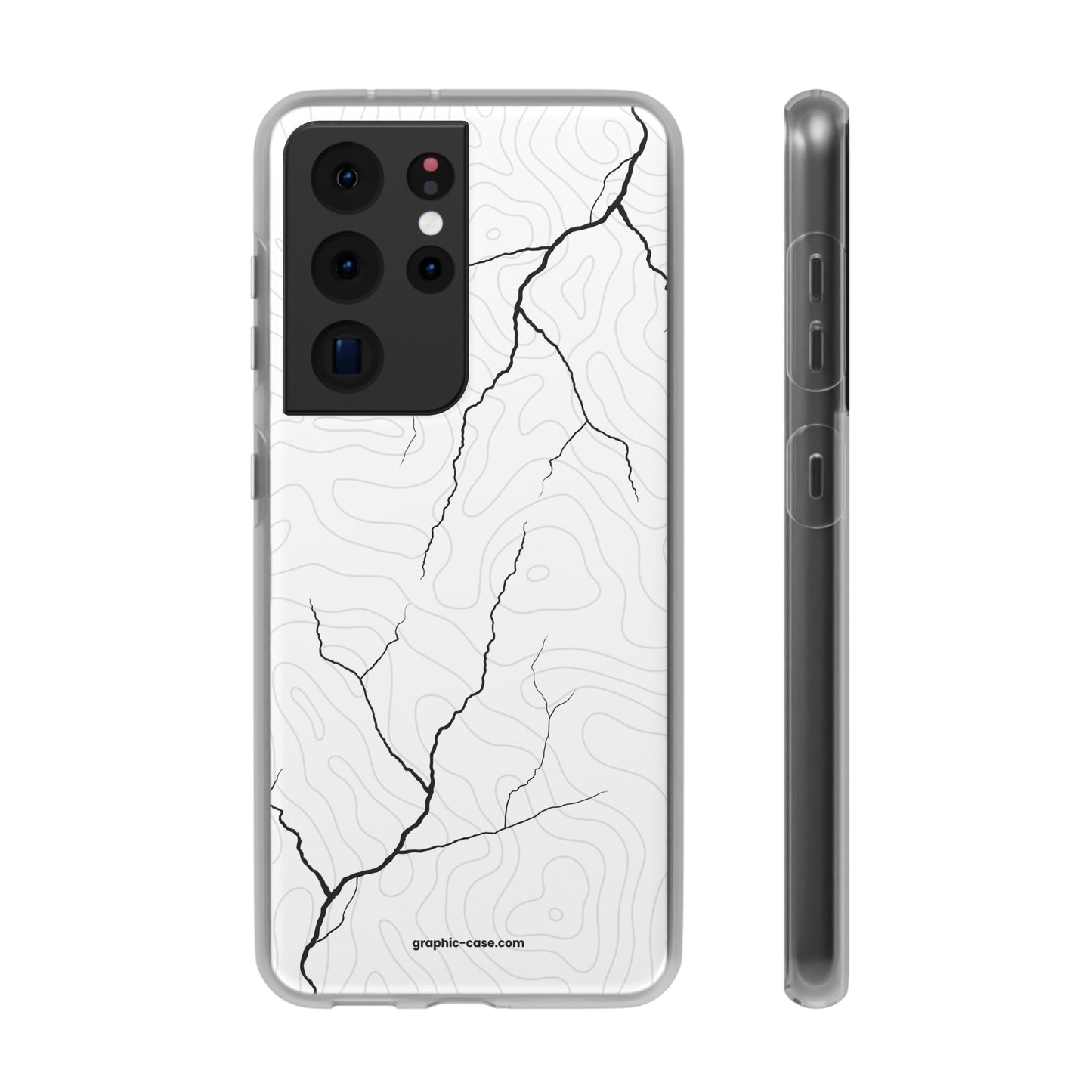 "Lightning and Topography White" High Quality Phone Case