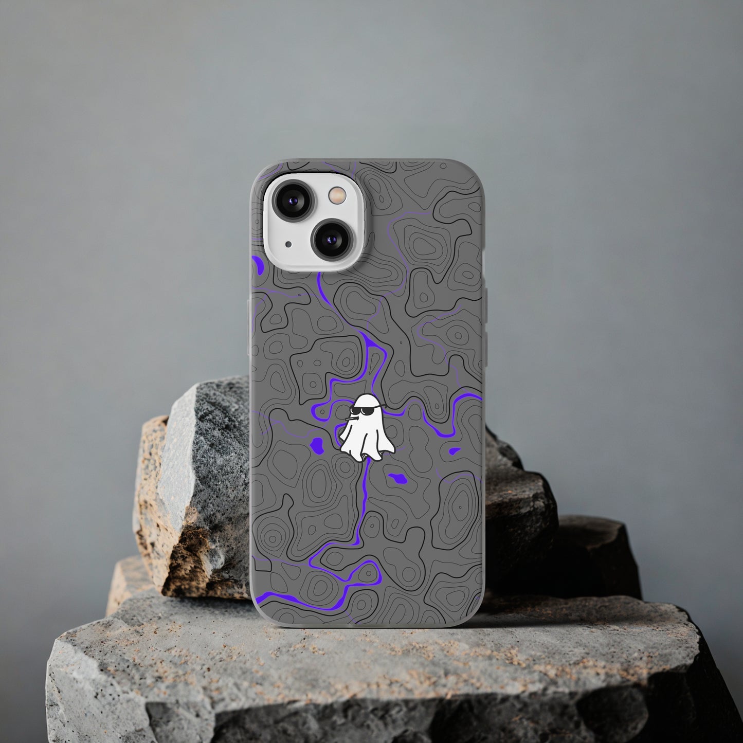 "Black Purple Topography with Ghost" High Quality  Phone Case