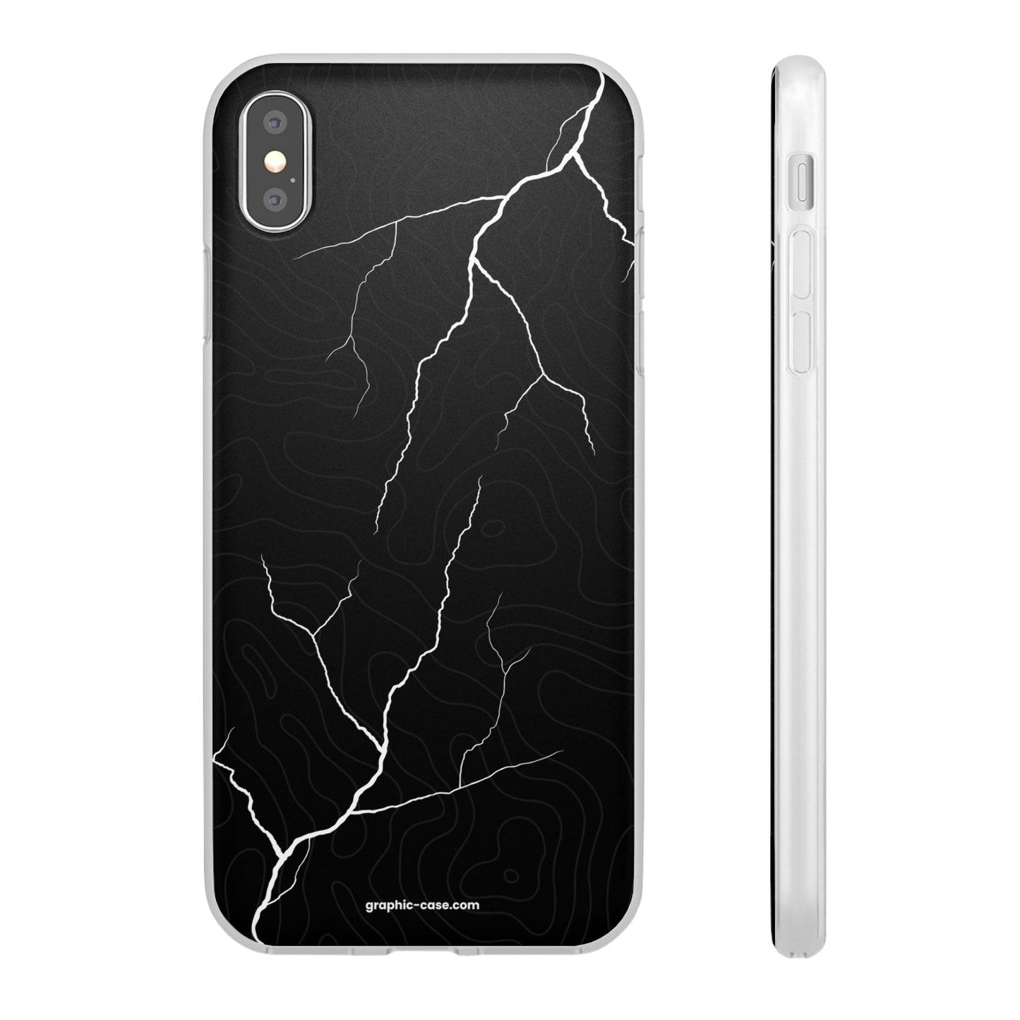 "Lightning and Topography Black" High Quality Phone Case