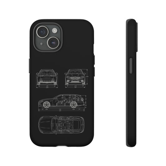 "Car Blueprint 3 White" Premium Quality Phone Case