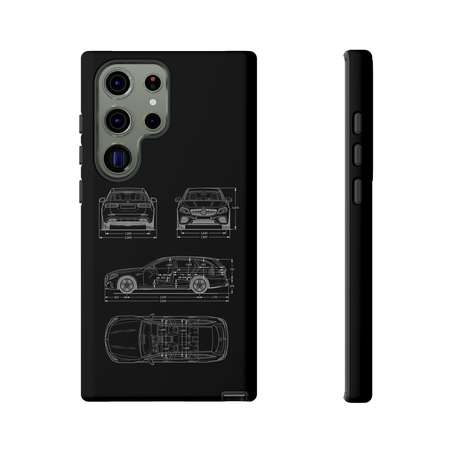 "Car Blueprint 3 White" Premium Quality Phone Case