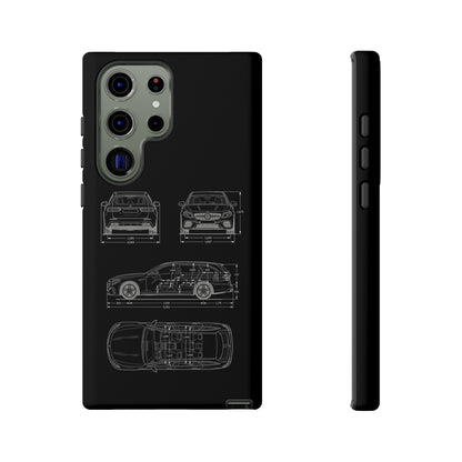 "Car Blueprint 3 White" Premium Quality Phone Case