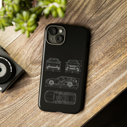 "Car Blueprint 3 White" Premium Quality Phone Case