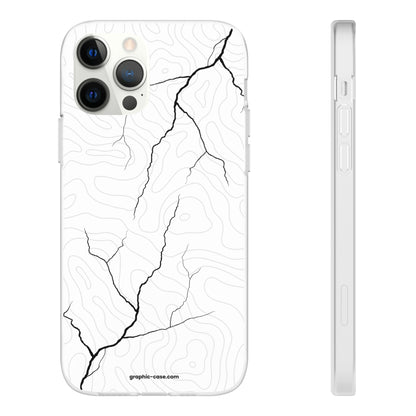 "Lightning and Topography White" High Quality Phone Case