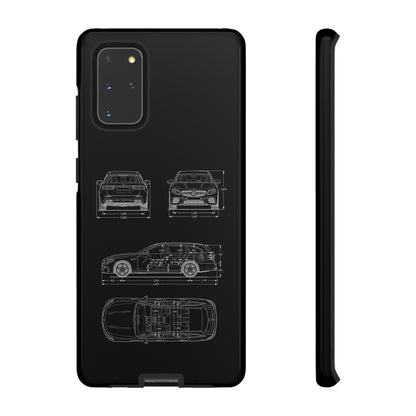 "Car Blueprint 3 White" Premium Quality Phone Case