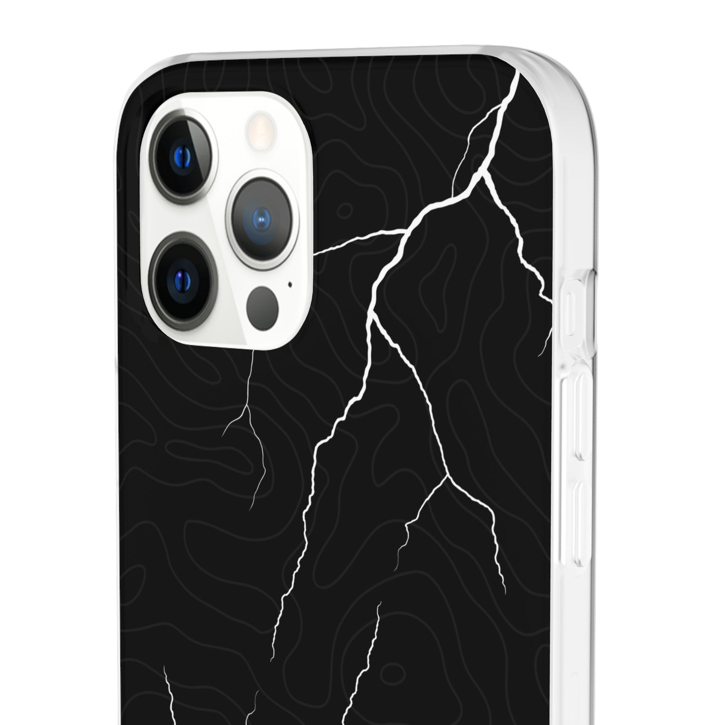 "Lightning and Topography Black" High Quality Phone Case