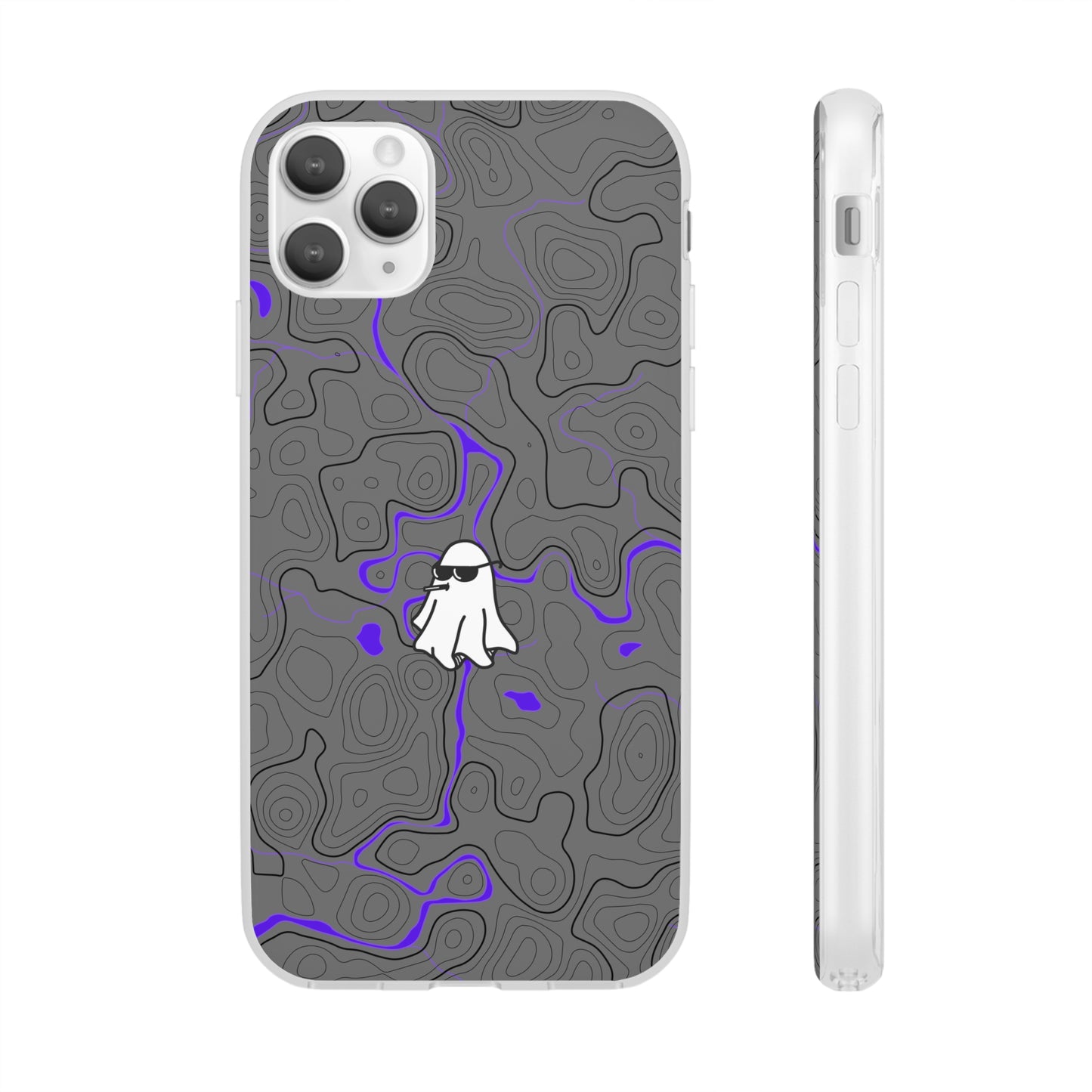 "Black Purple Topography with Ghost" High Quality  Phone Case