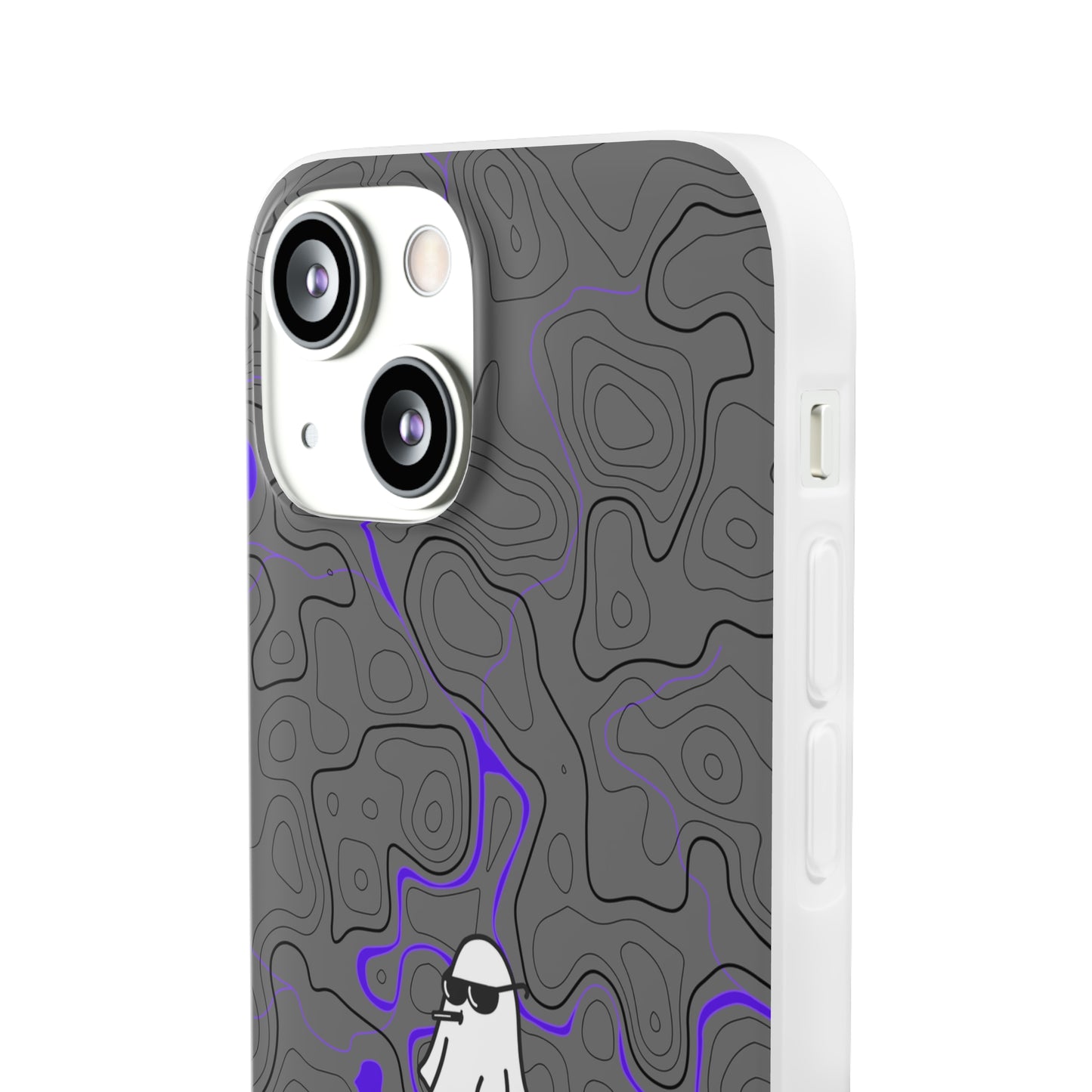 "Black Purple Topography with Ghost" High Quality  Phone Case