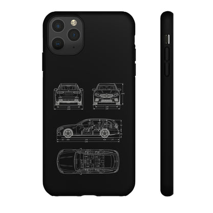 "Car Blueprint 3 White" Premium Quality Phone Case