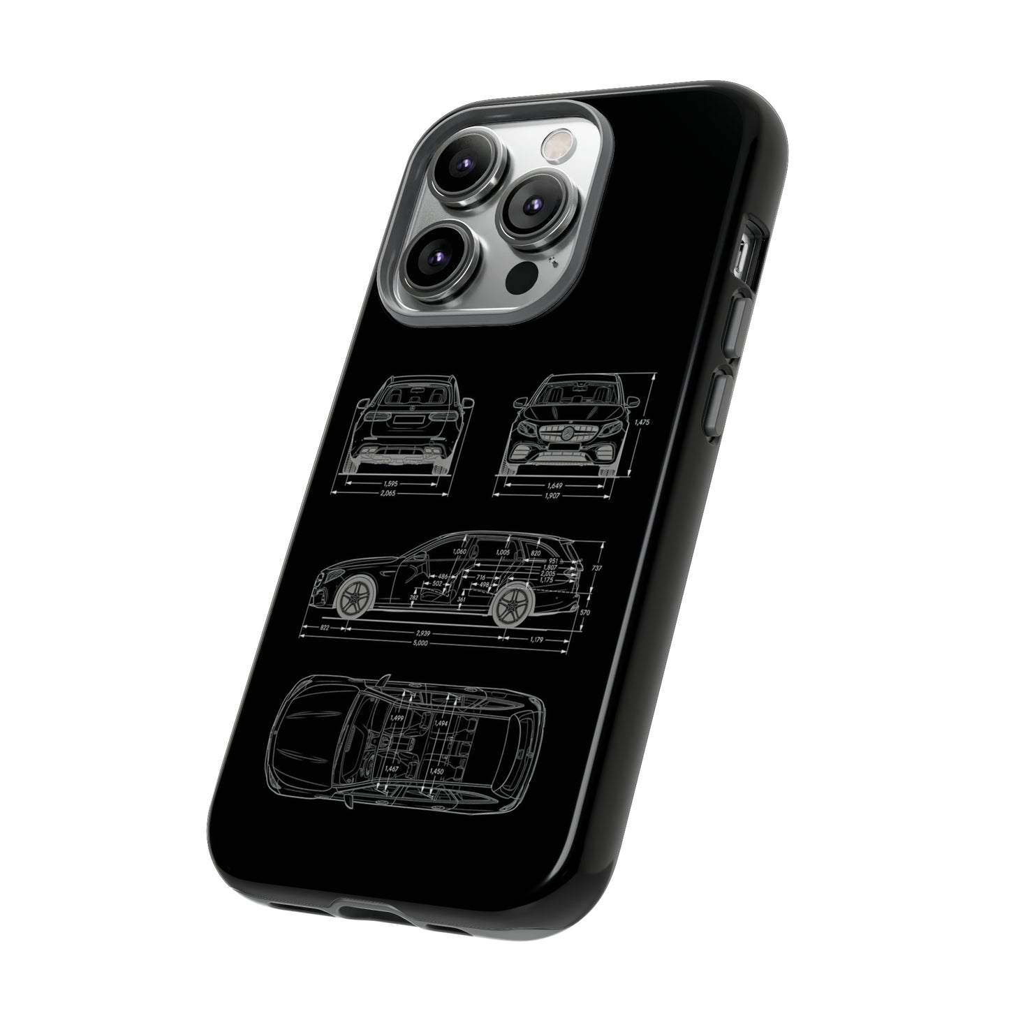 "Car Blueprint 3 White" Premium Quality Phone Case