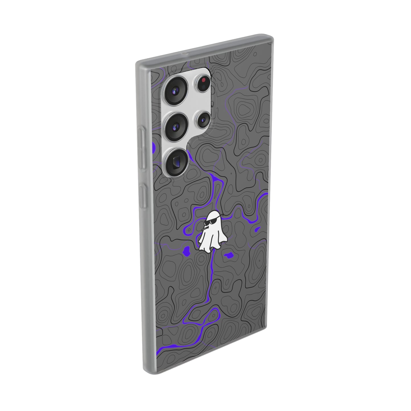 "Black Purple Topography with Ghost" High Quality  Phone Case