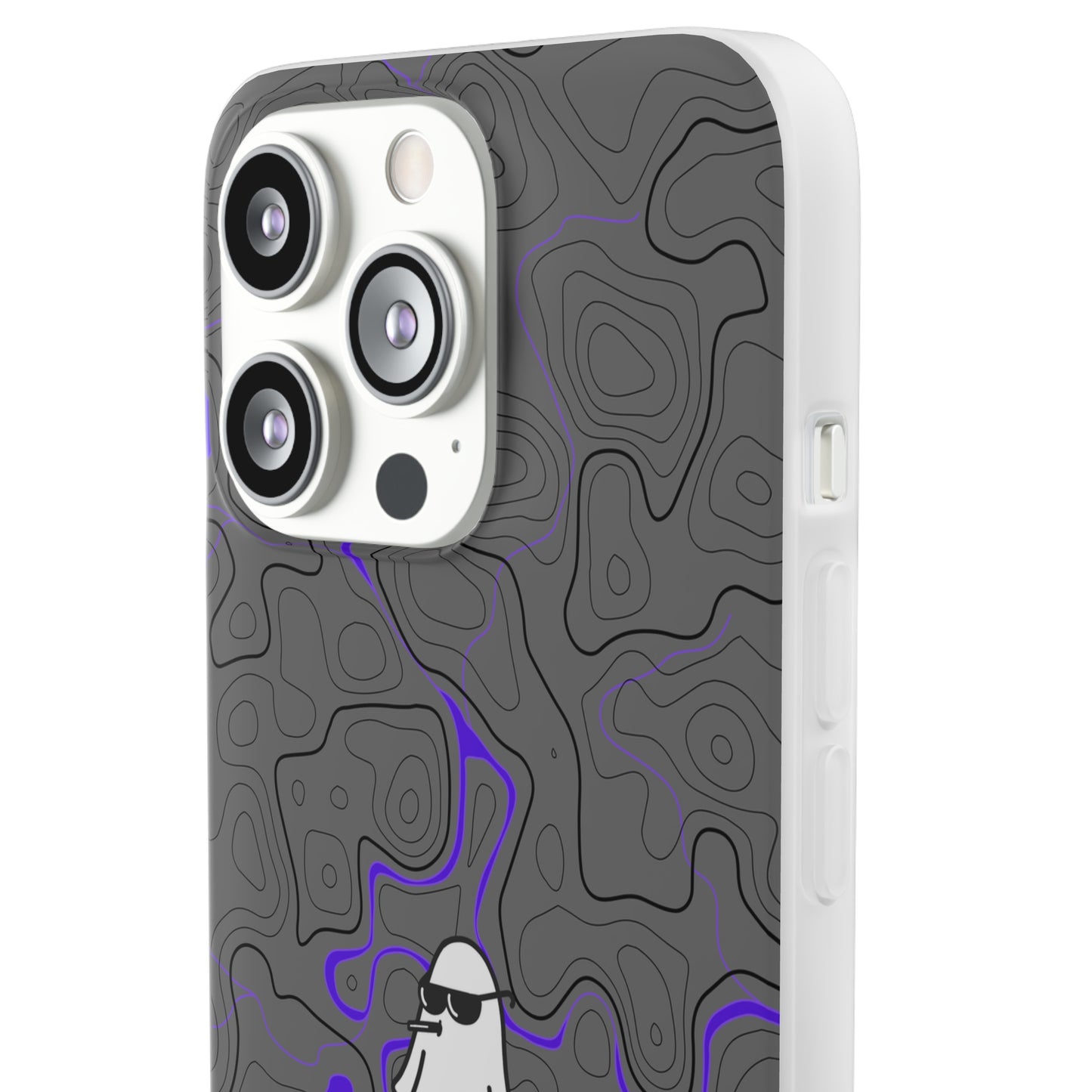 "Black Purple Topography with Ghost" High Quality  Phone Case