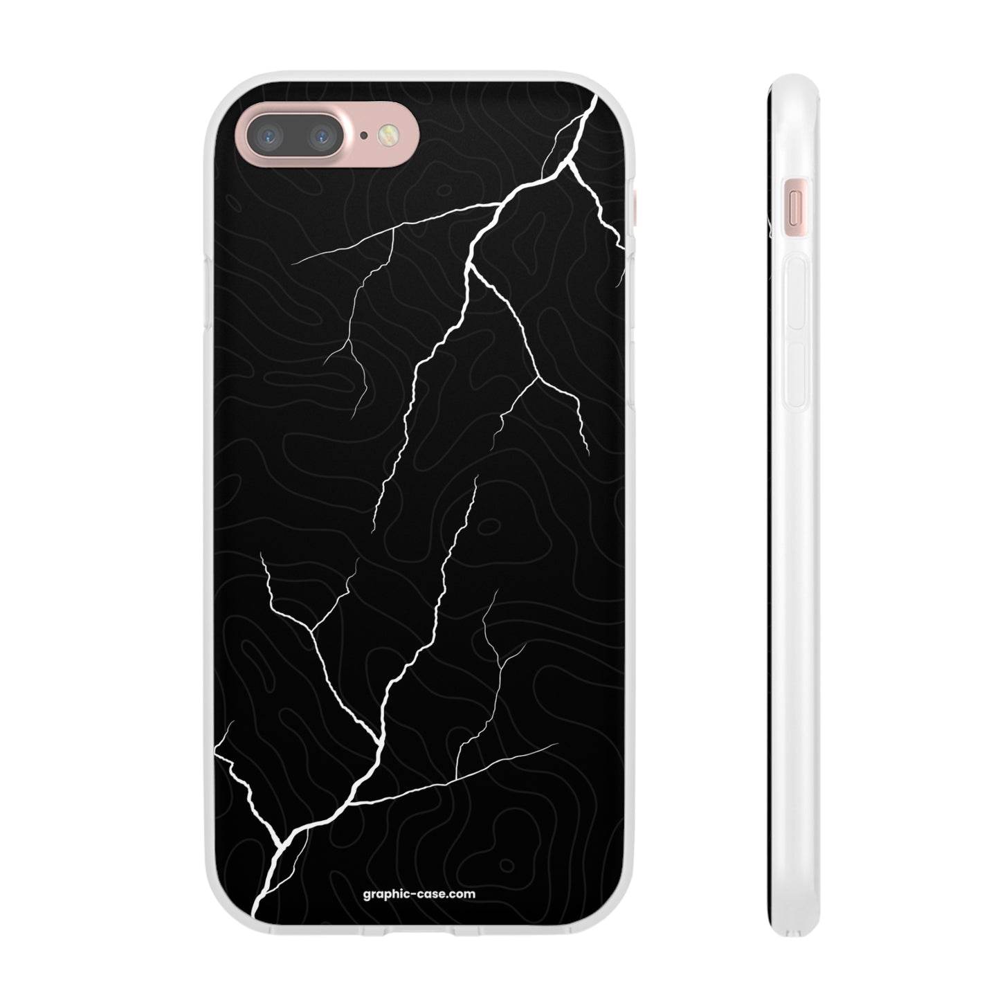 "Lightning and Topography Black" High Quality Phone Case