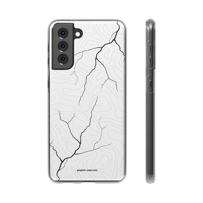 "Lightning and Topography White" High Quality Phone Case