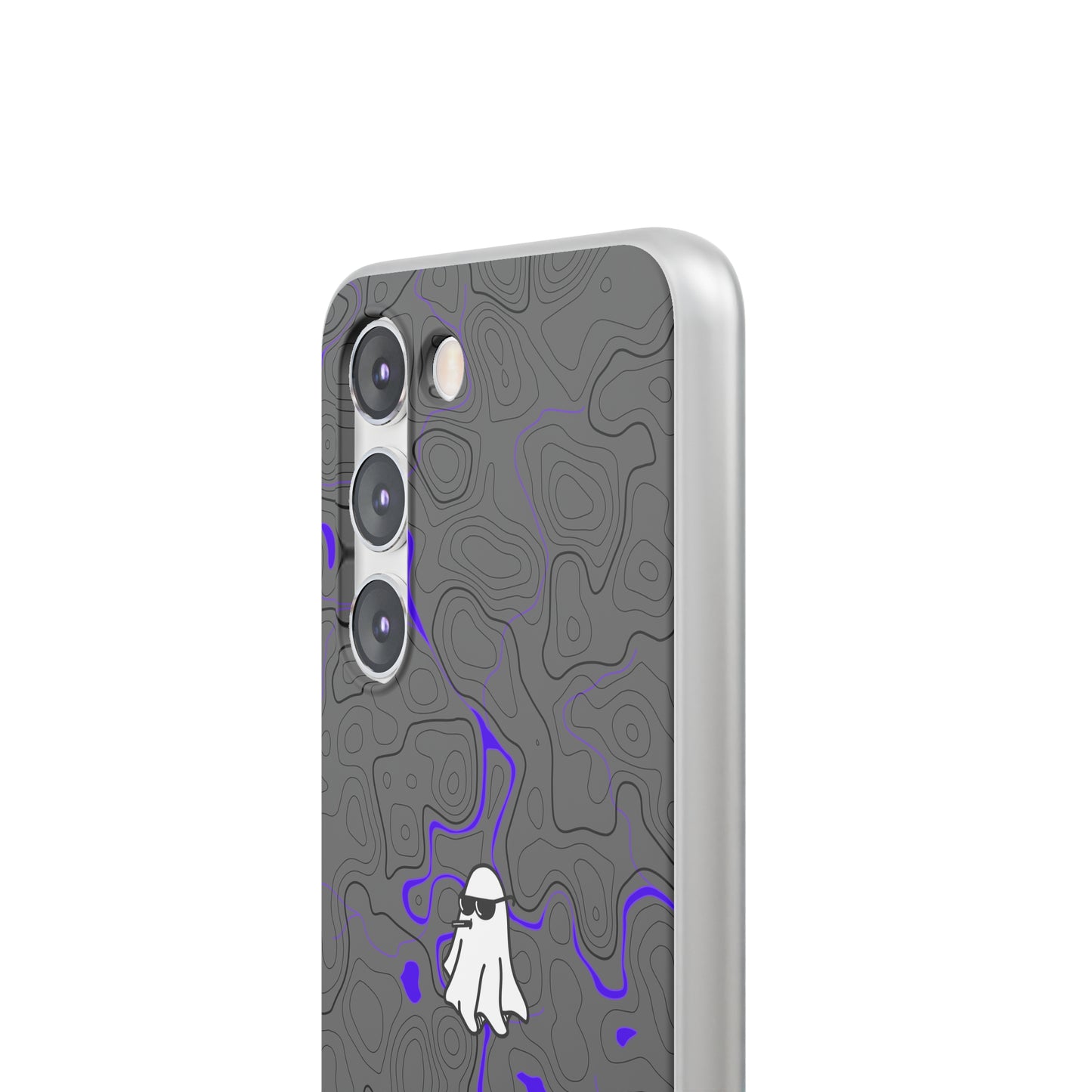 "Black Purple Topography with Ghost" High Quality  Phone Case