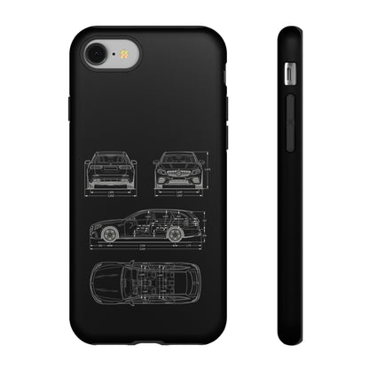 "Car Blueprint 3 White" Premium Quality Phone Case