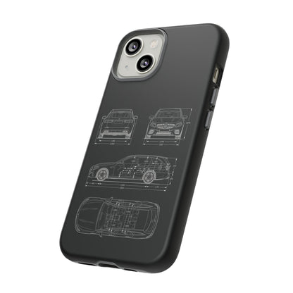 "Car Blueprint 3 White" Premium Quality Phone Case