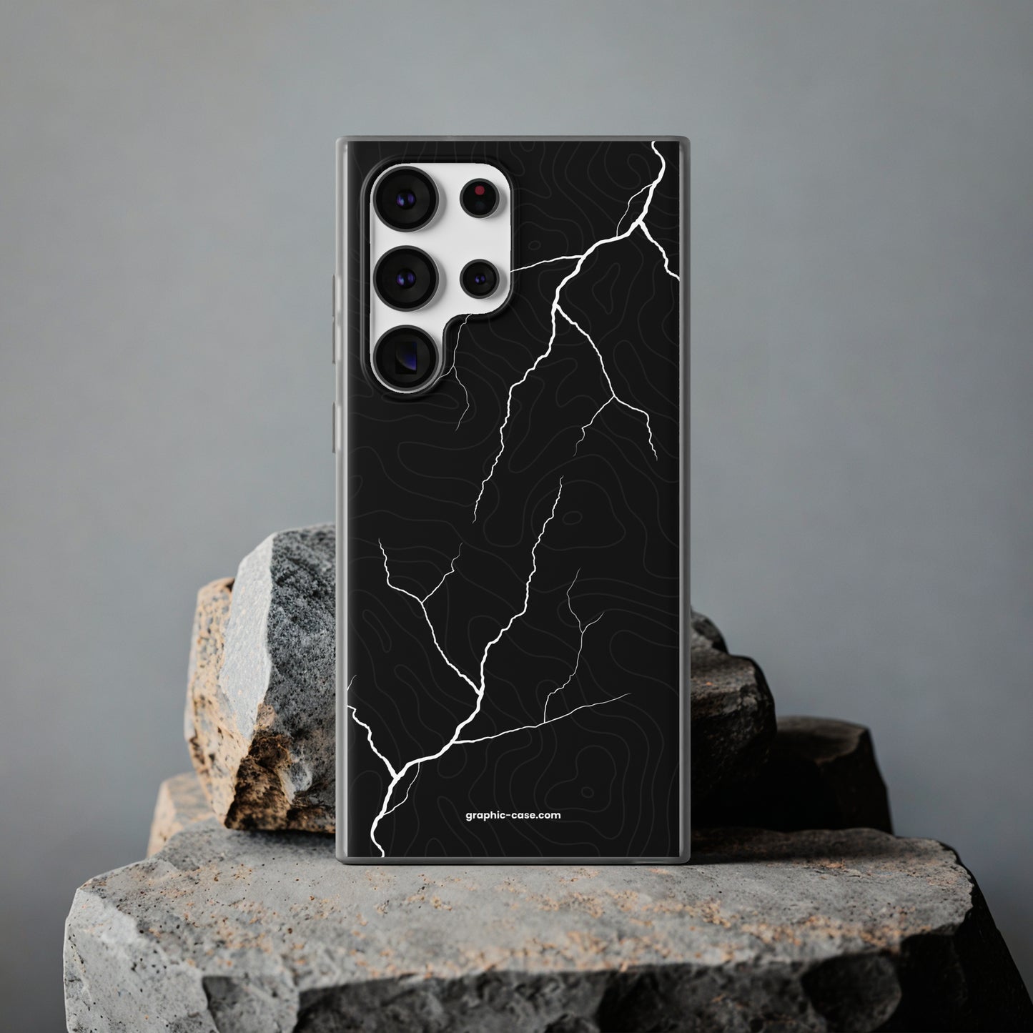 "Lightning and Topography Black" High Quality Phone Case