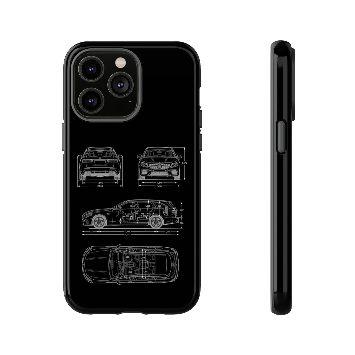 "Car Blueprint 3 White" Premium Quality Phone Case