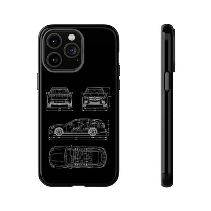 "Car Blueprint 3 White" Premium Quality Phone Case