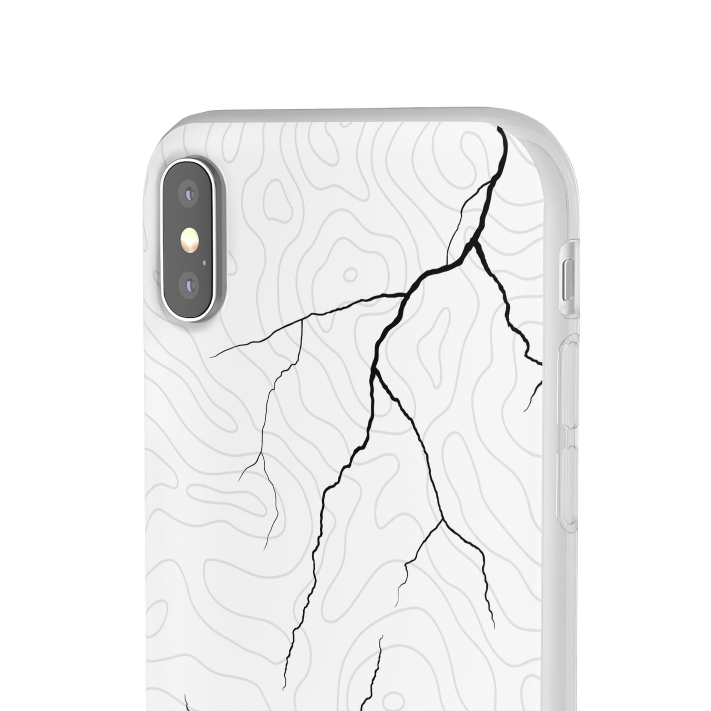 "Lightning and Topography White" High Quality Phone Case