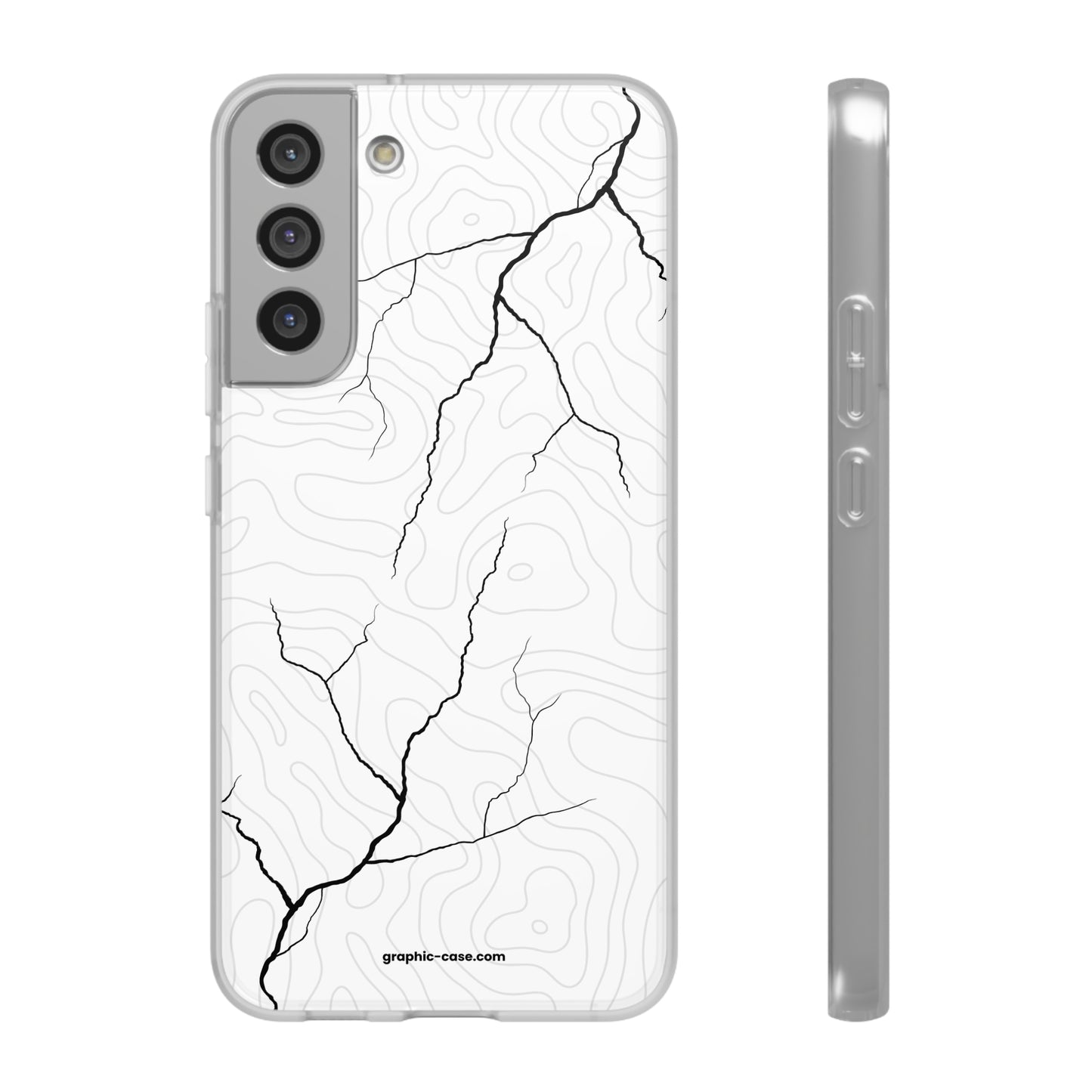 "Lightning and Topography White" High Quality Phone Case