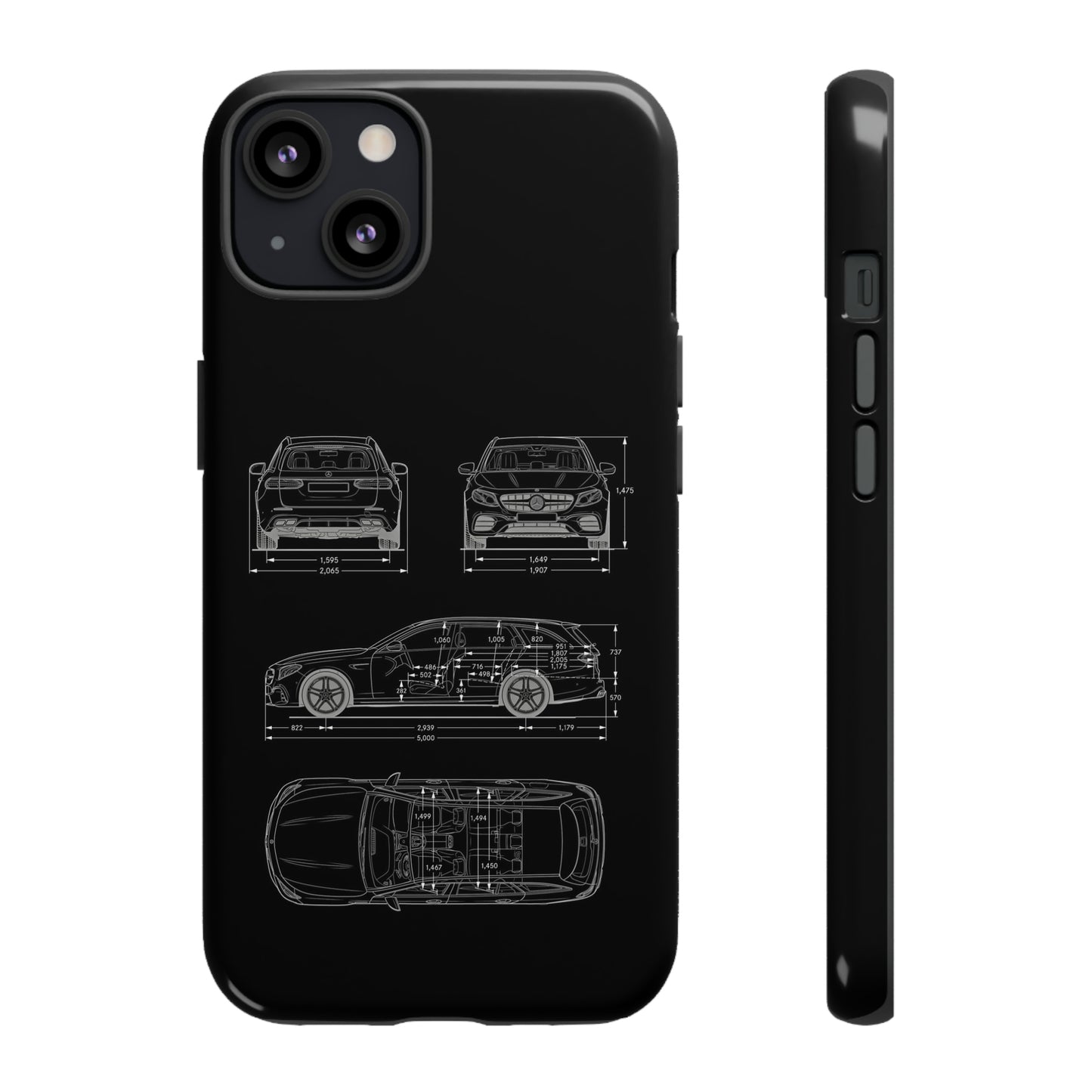 "Car Blueprint 3 White" Premium Quality Phone Case