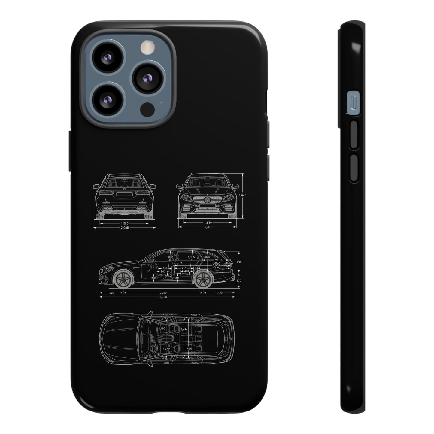 "Car Blueprint 3 White" Premium Quality Phone Case