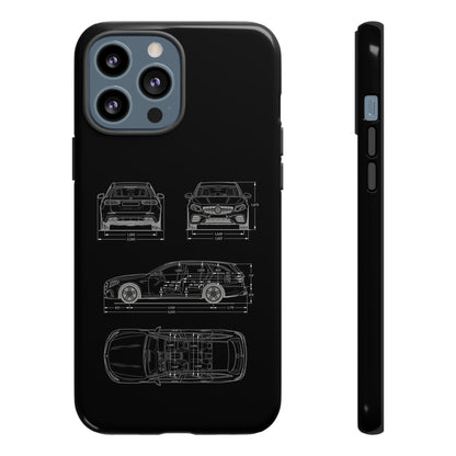 "Car Blueprint 3 White" Premium Quality Phone Case