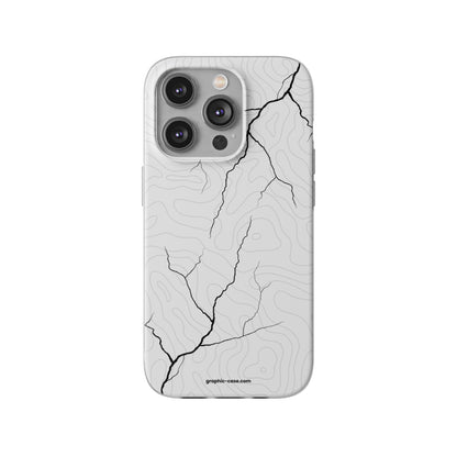 "Lightning and Topography White" High Quality Phone Case