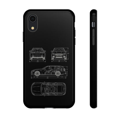 "Car Blueprint 3 White" Premium Quality Phone Case