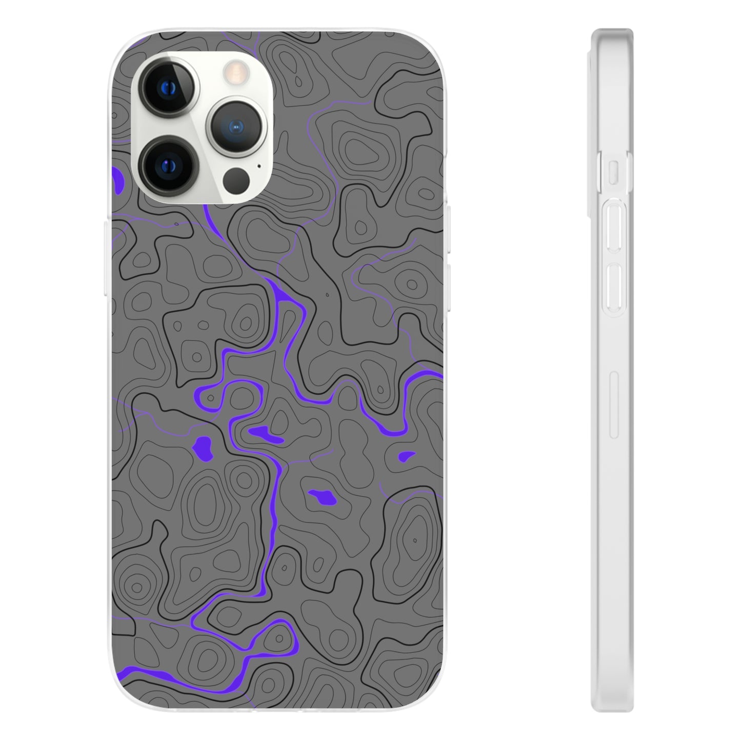 "Black Purple Topography" High Quality Phone Case