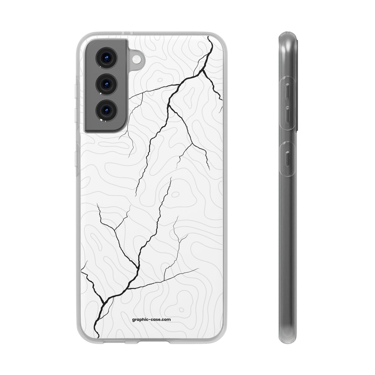 "Lightning and Topography White" High Quality Phone Case