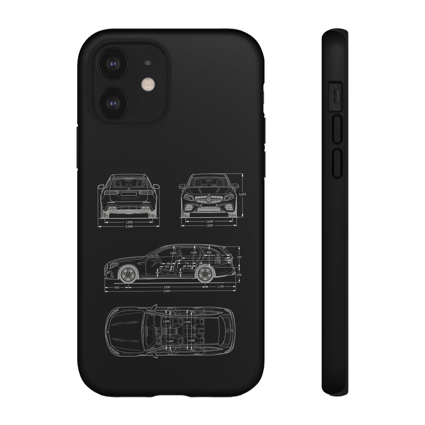 "Car Blueprint 3 White" Premium Quality Phone Case