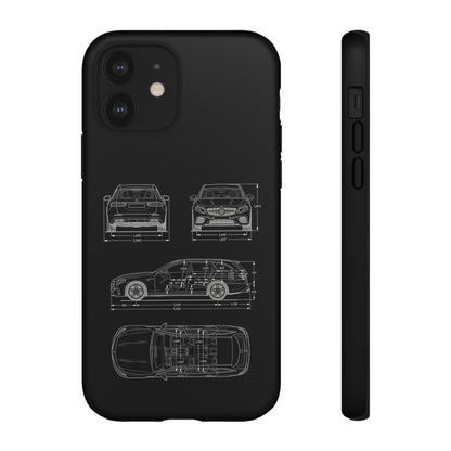 "Car Blueprint 3 White" Premium Quality Phone Case