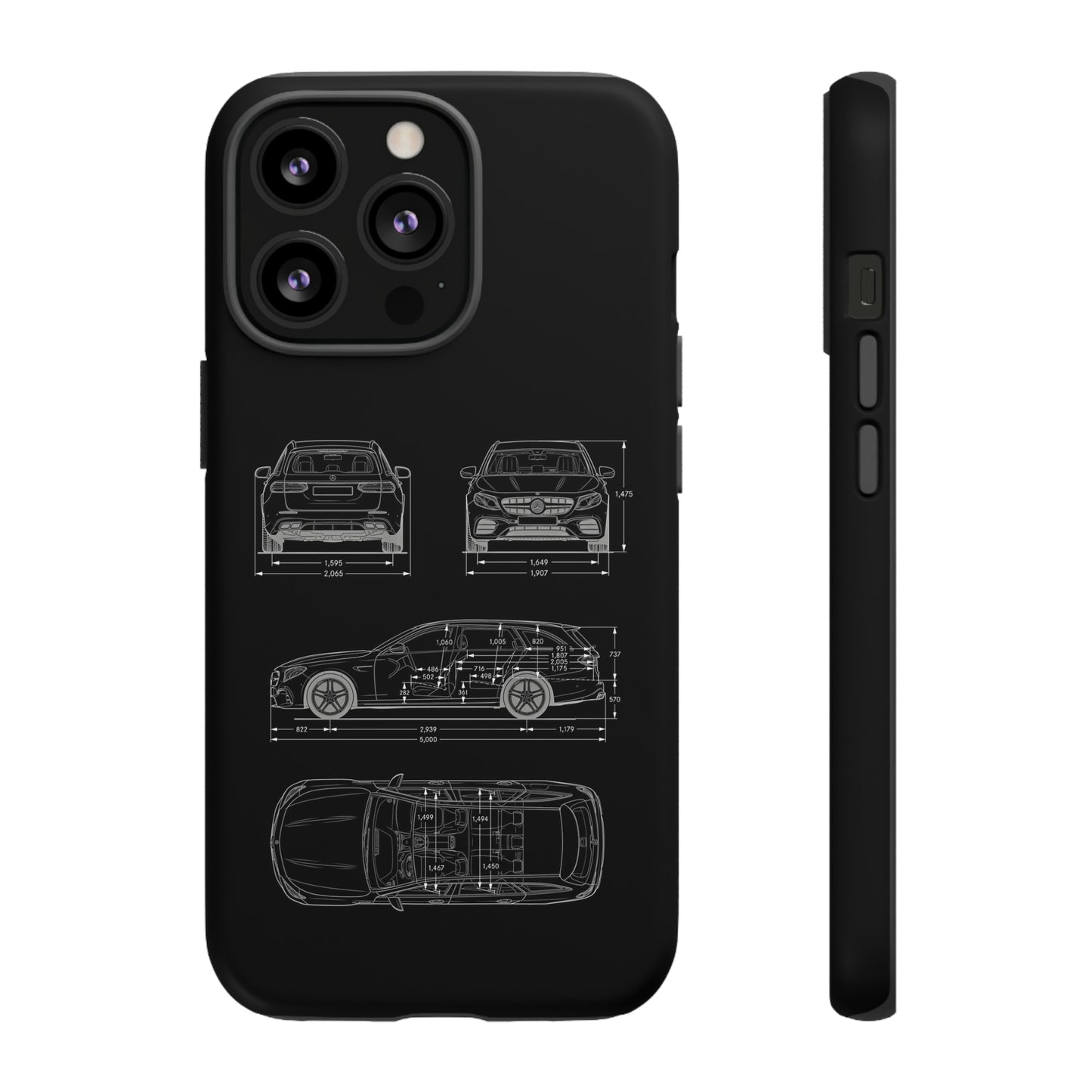 "Car Blueprint 3 White" Premium Quality Phone Case