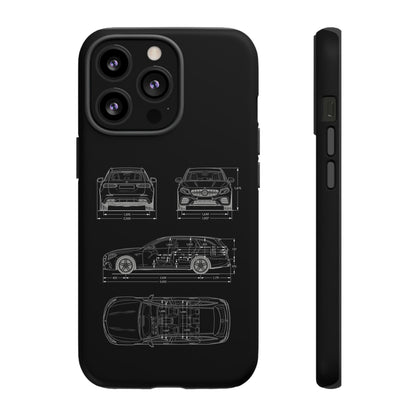 "Car Blueprint 3 White" Premium Quality Phone Case