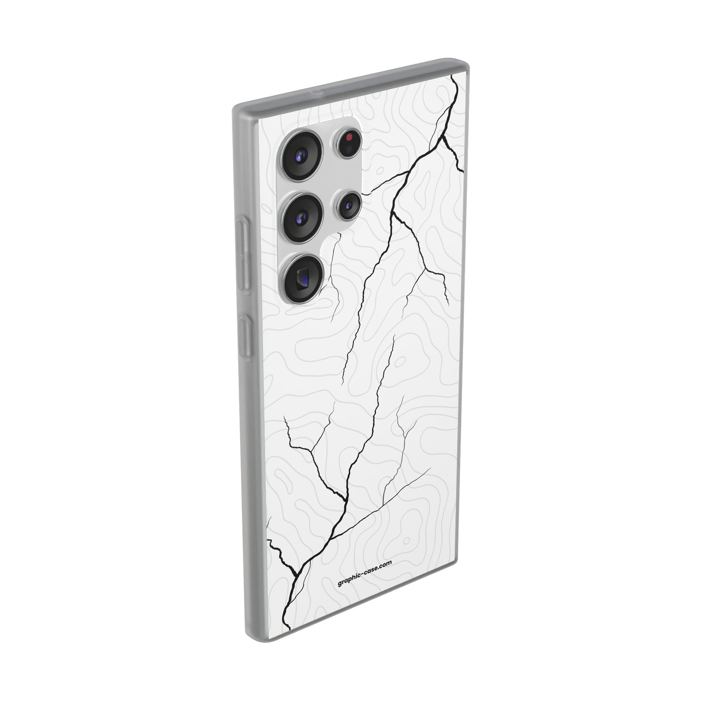 "Lightning and Topography White" High Quality Phone Case