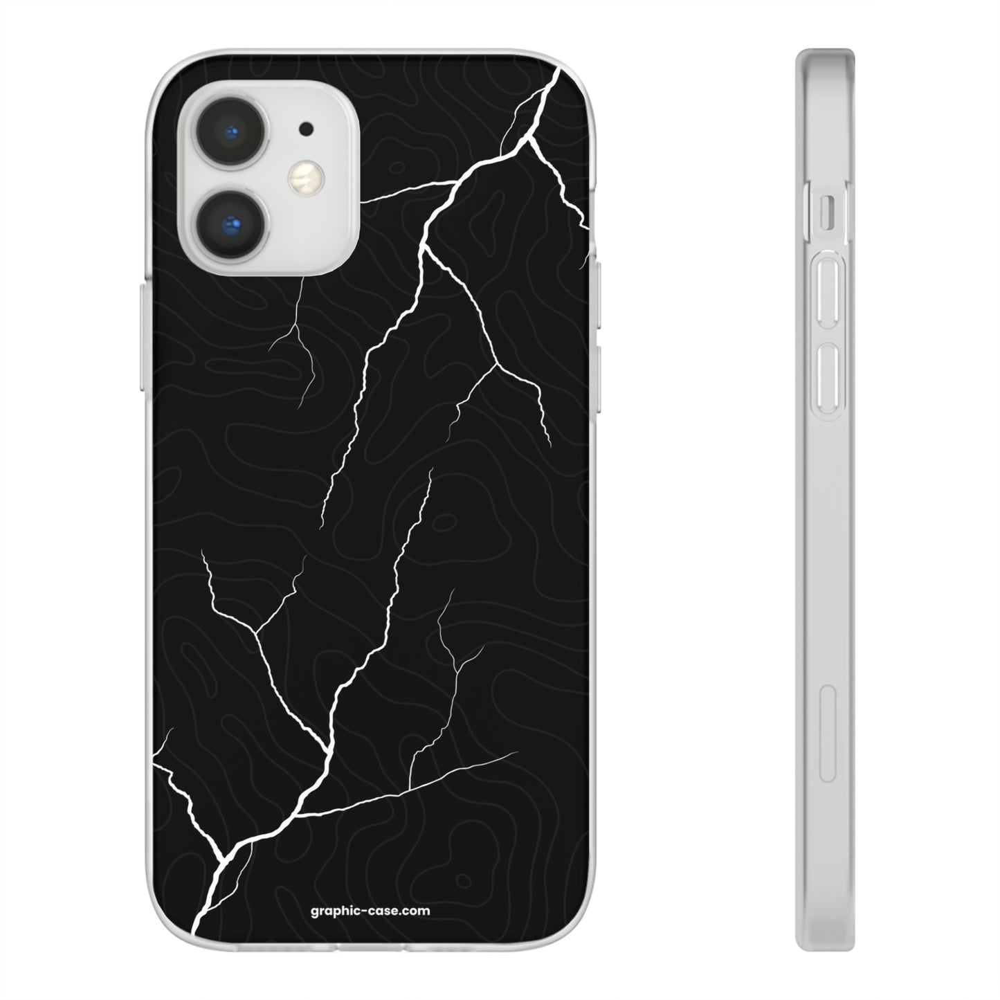 "Lightning and Topography Black" High Quality Phone Case