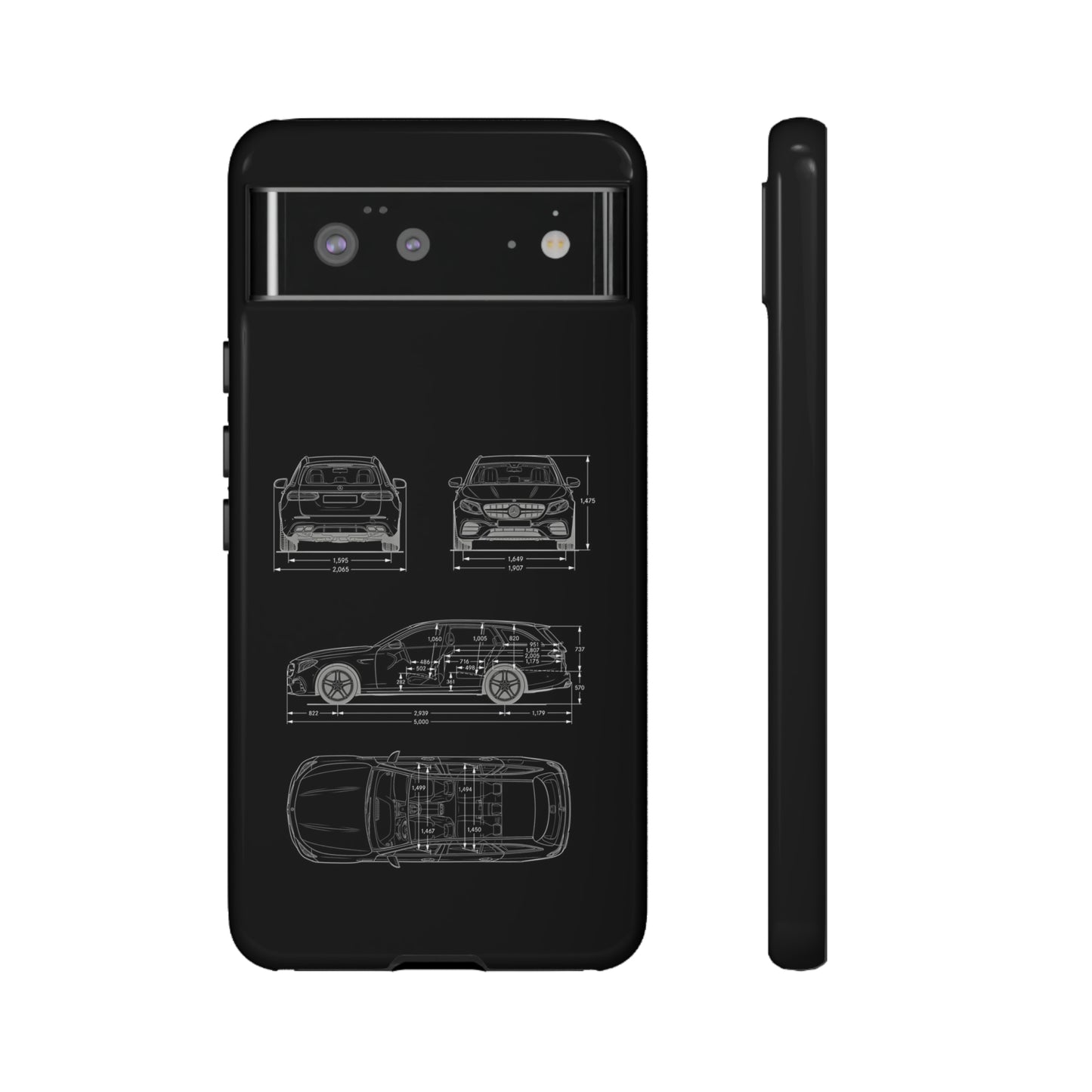 "Car Blueprint 3 White" Premium Quality Phone Case