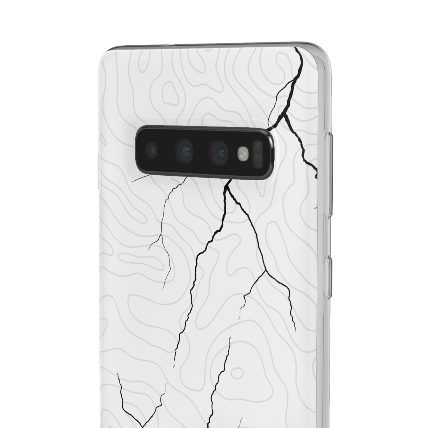 "Lightning and Topography White" High Quality Phone Case