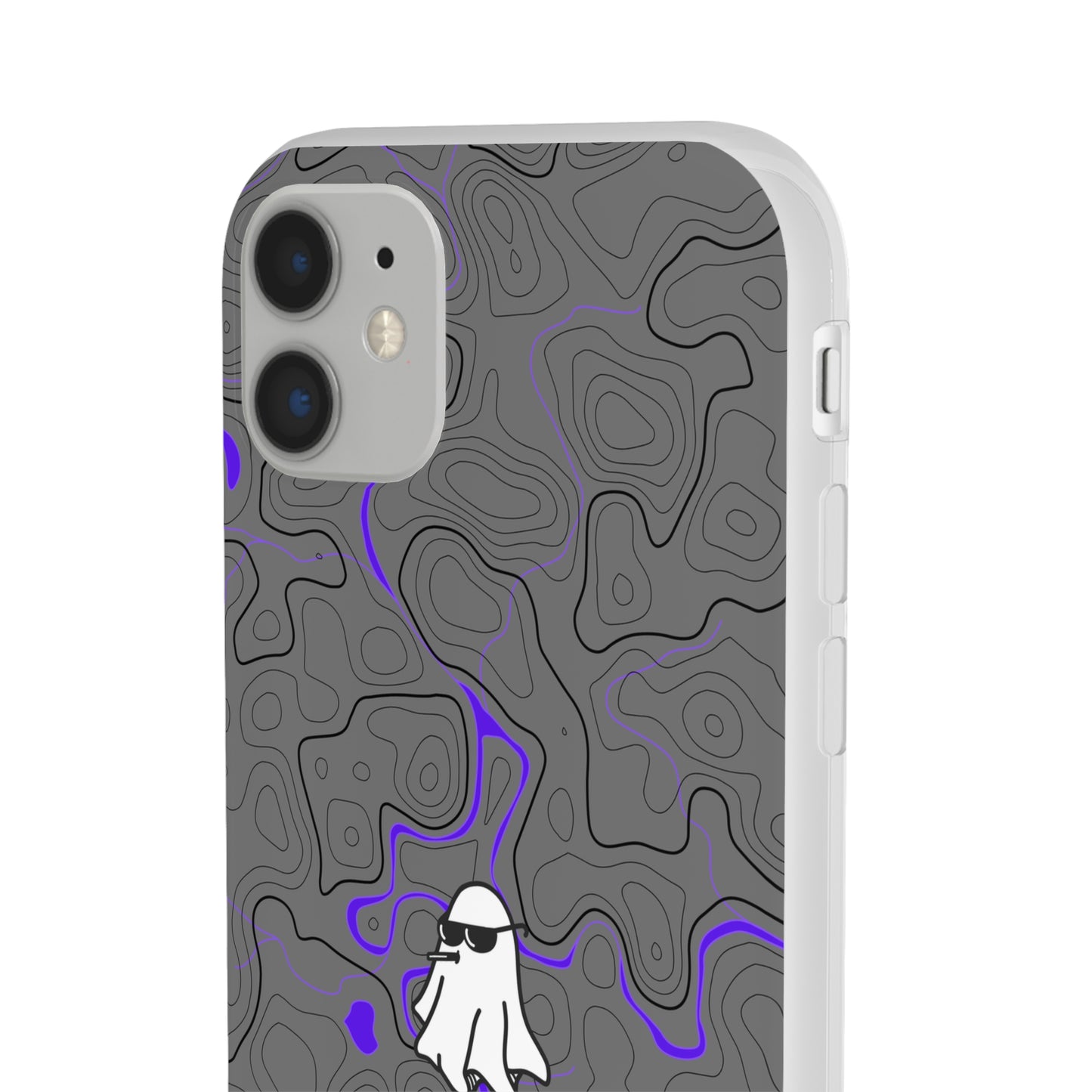 "Black Purple Topography with Ghost" High Quality  Phone Case