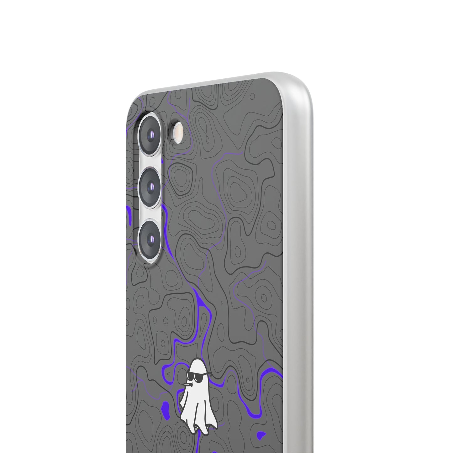 "Black Purple Topography with Ghost" High Quality  Phone Case