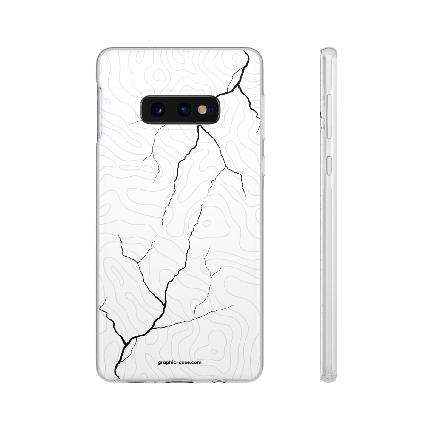 "Lightning and Topography White" High Quality Phone Case